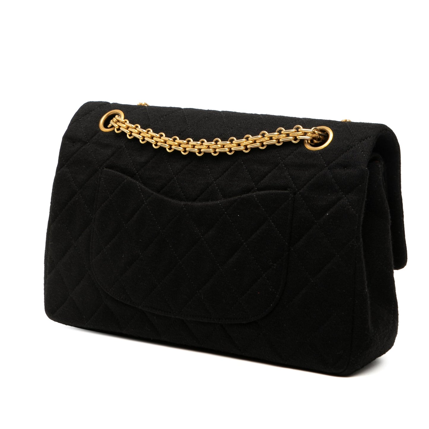 Black Chanel Medium Classic Jersey Double Flap Shoulder Bag
