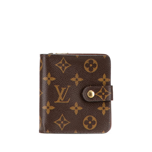 Brown Louis Vuitton Monogram Bifold Compact Wallet