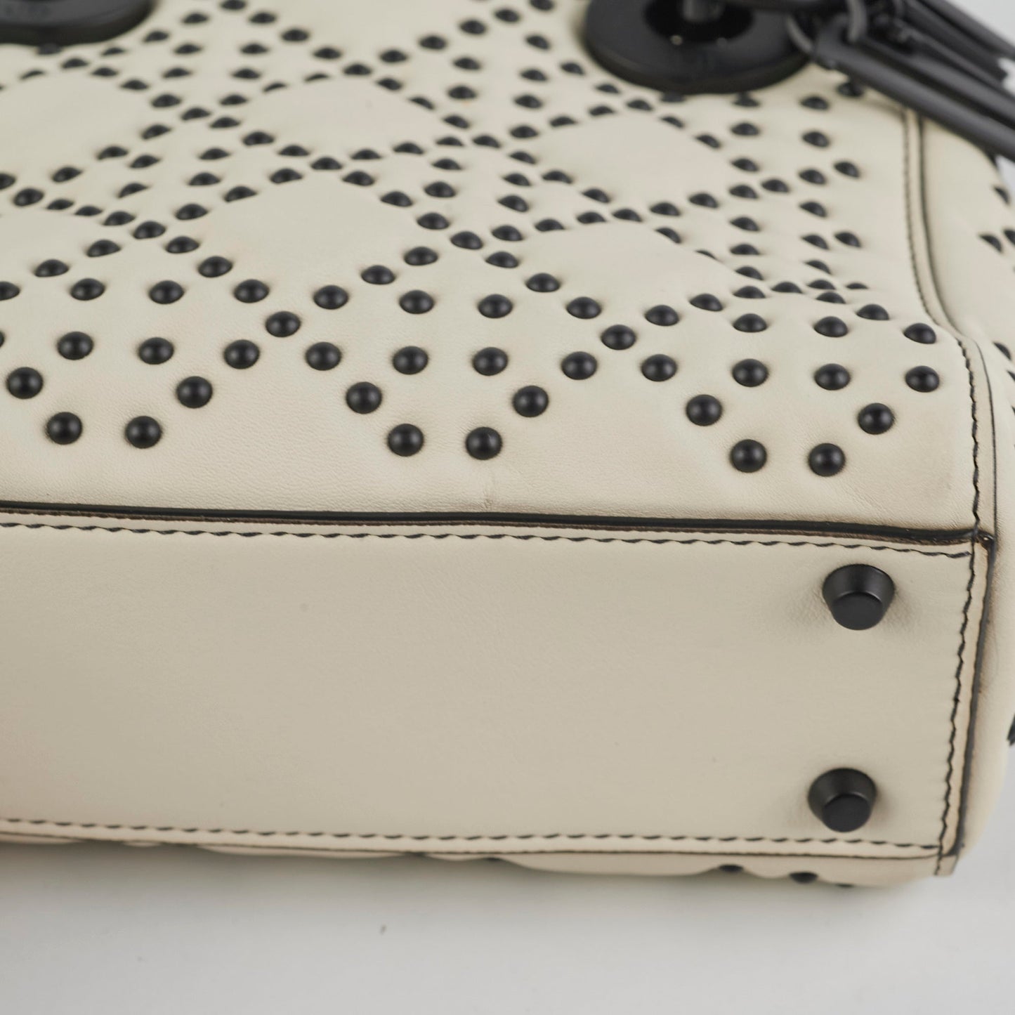 Christian Dior Mini Lady Dior Studded Ivory