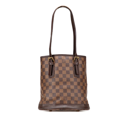 Brown Louis Vuitton Damier Ebene Marais Bucket Bag