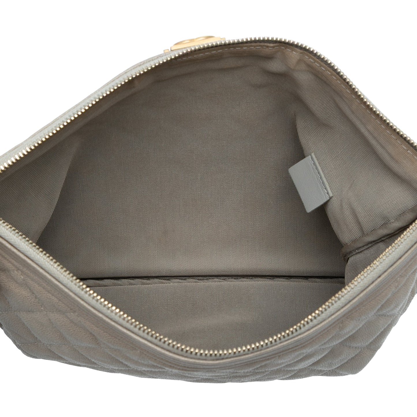 Gray Chanel Medium Quilted Caviar Boy O Case Clutch