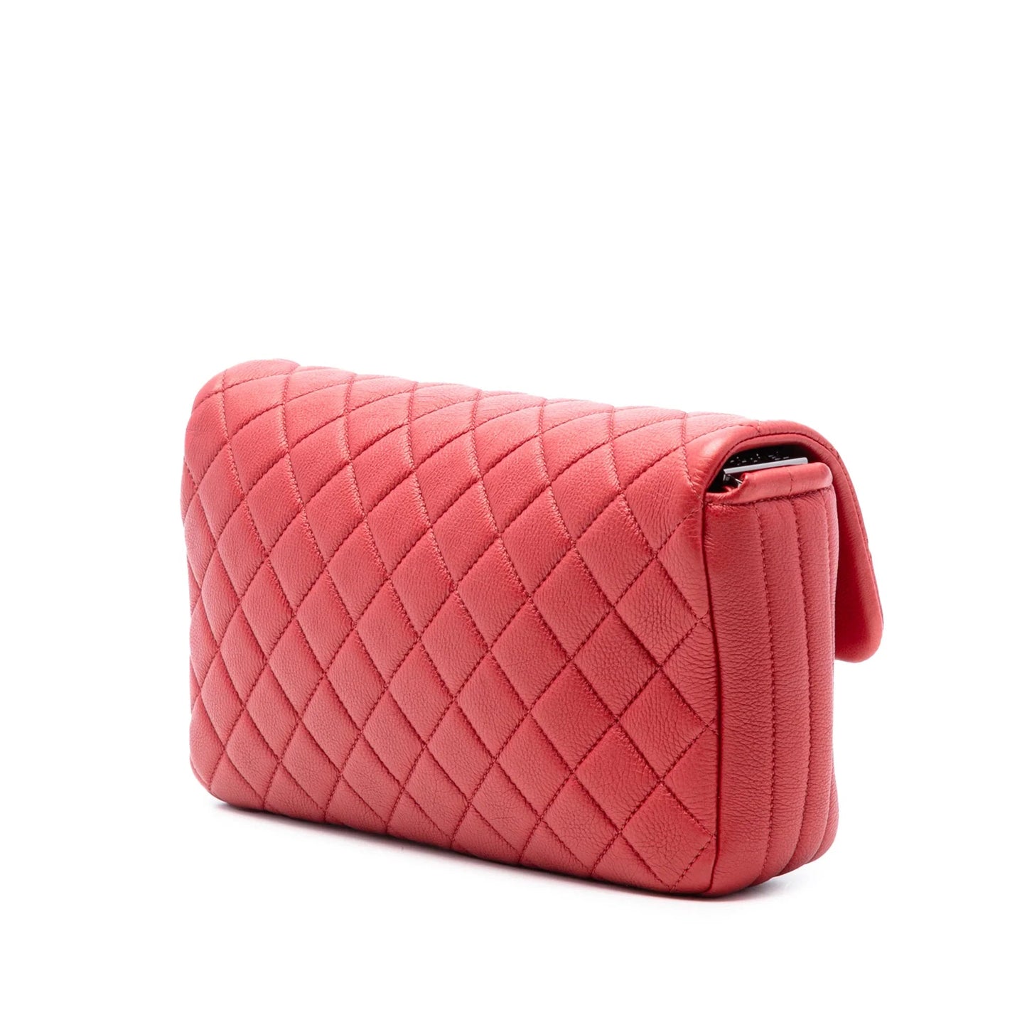 Red Chanel CC Quilted Calfskin Multi Chain Flap Shoulder Bag