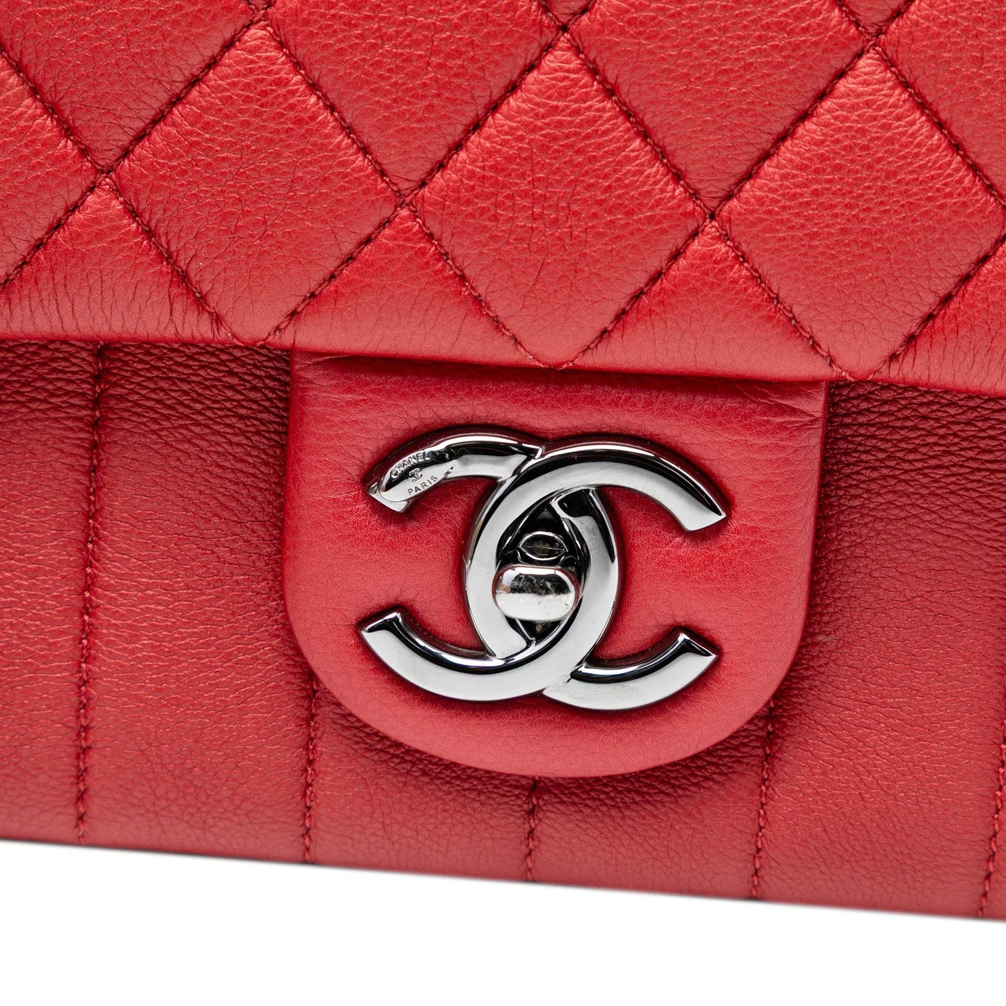 Red Chanel CC Quilted Calfskin Multi Chain Flap Shoulder Bag