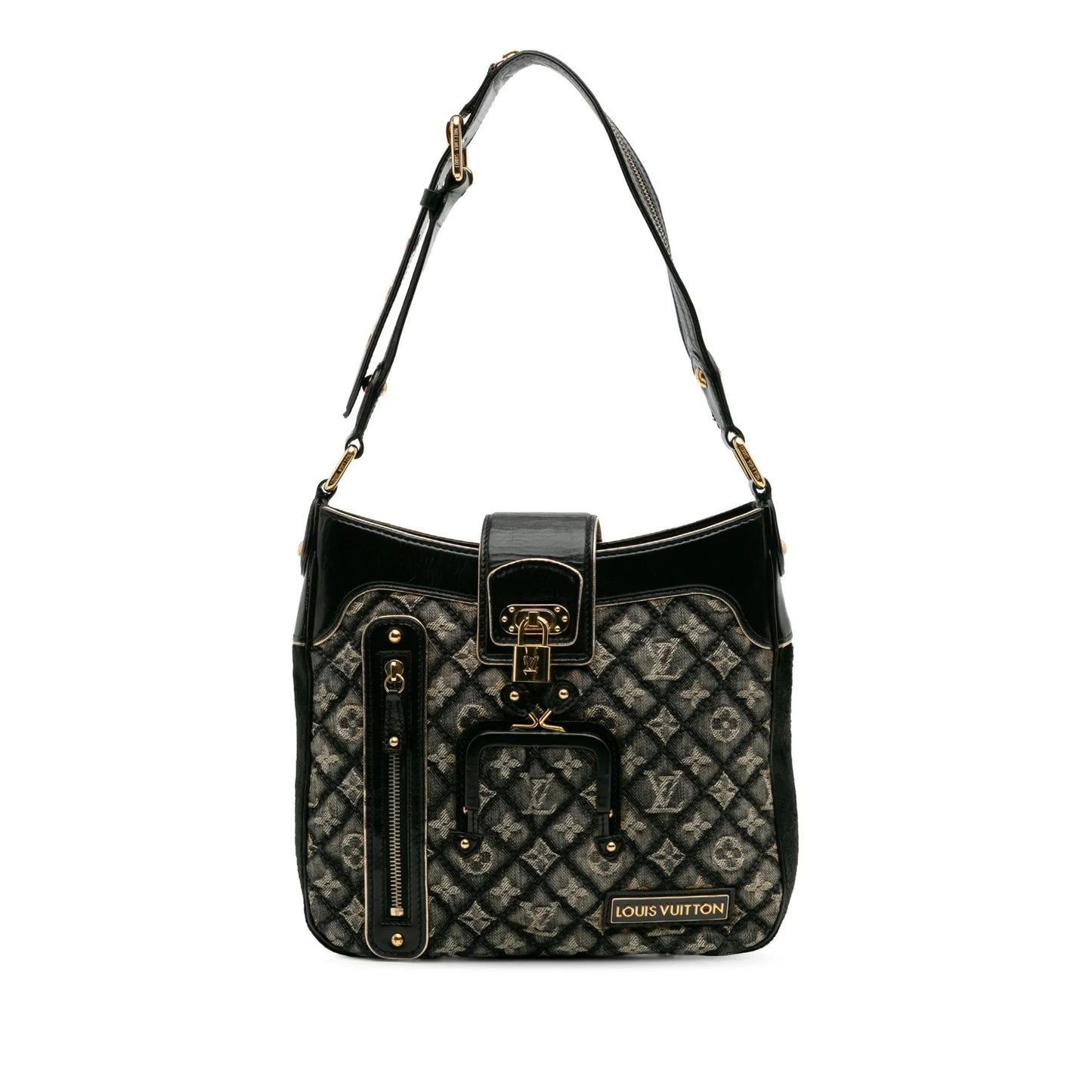 Gray Louis Vuitton Quilted Monogram Denim M tte Shoulder Bag