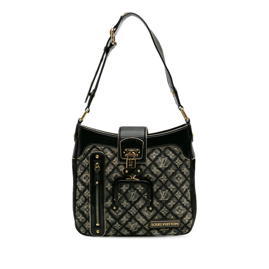 Gray Louis Vuitton Quilted Monogram Denim M tte Shoulder Bag