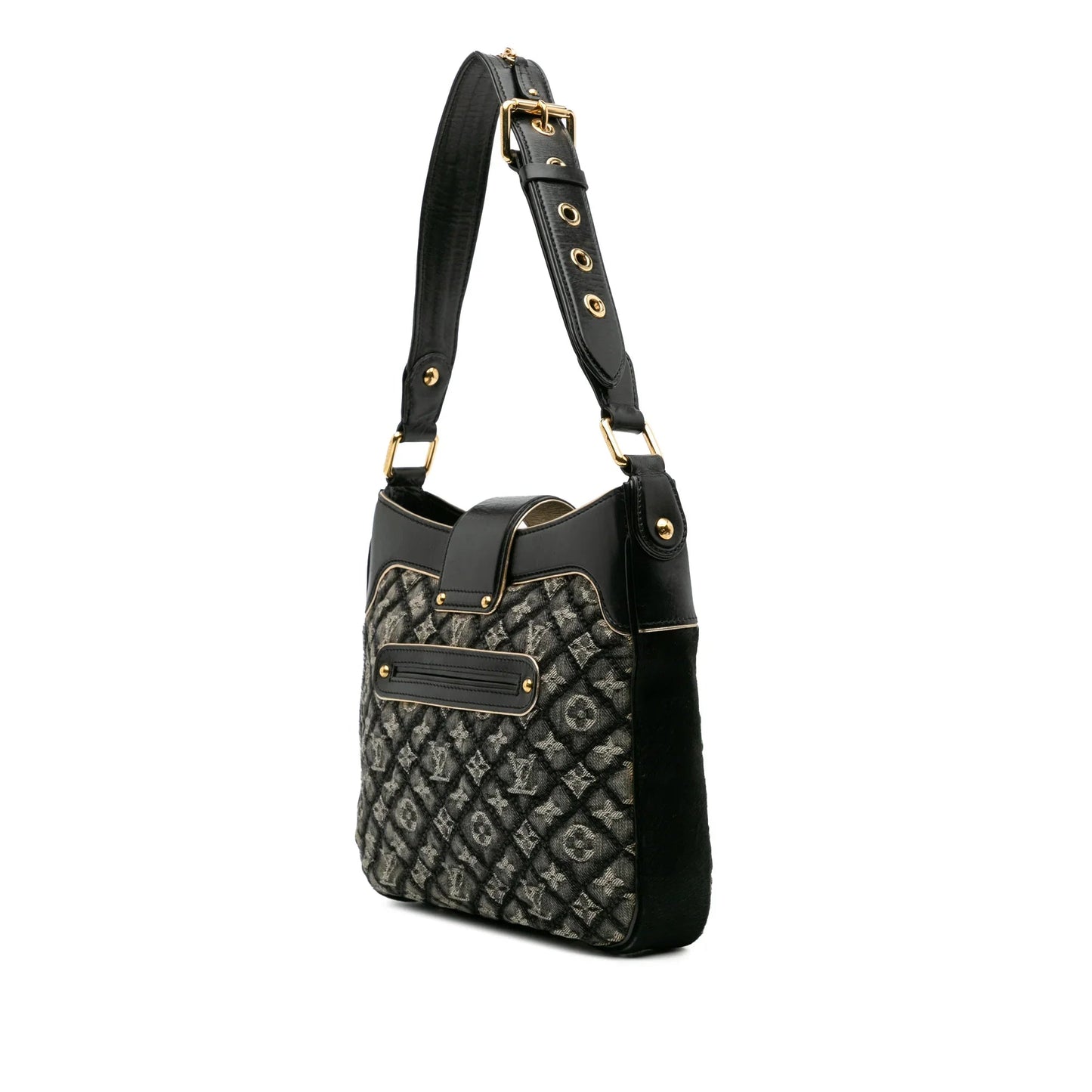 Gray Louis Vuitton Quilted Monogram Denim M tte Shoulder Bag