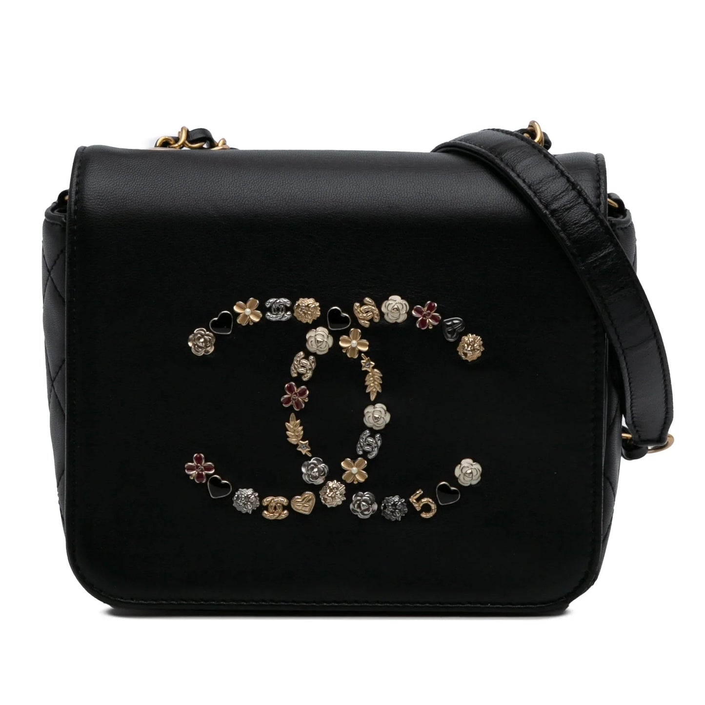 Black Chanel Lambskin Lucky Charms Flap Crossbody