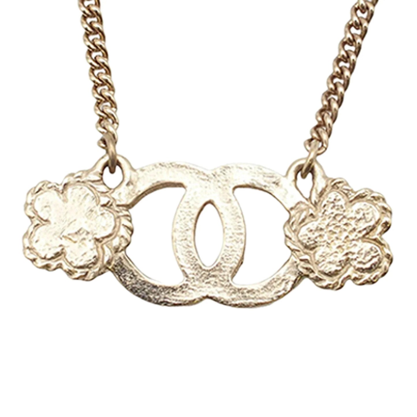 Gold Chanel CC Gold Plated Faux Pearl and Rhinestone Flower Necklace