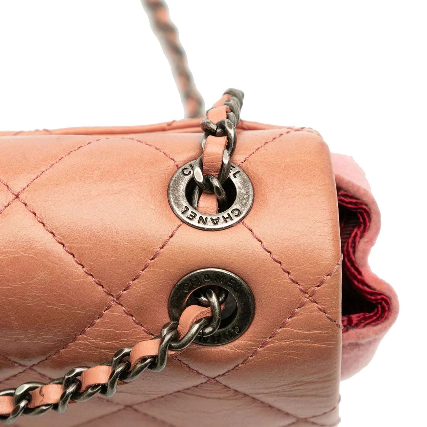 Pink Chanel Paris Salzburg Mini Quilted Glazed Calfskin and Felt Edelweiss Flower Flap Crossbody Bag
