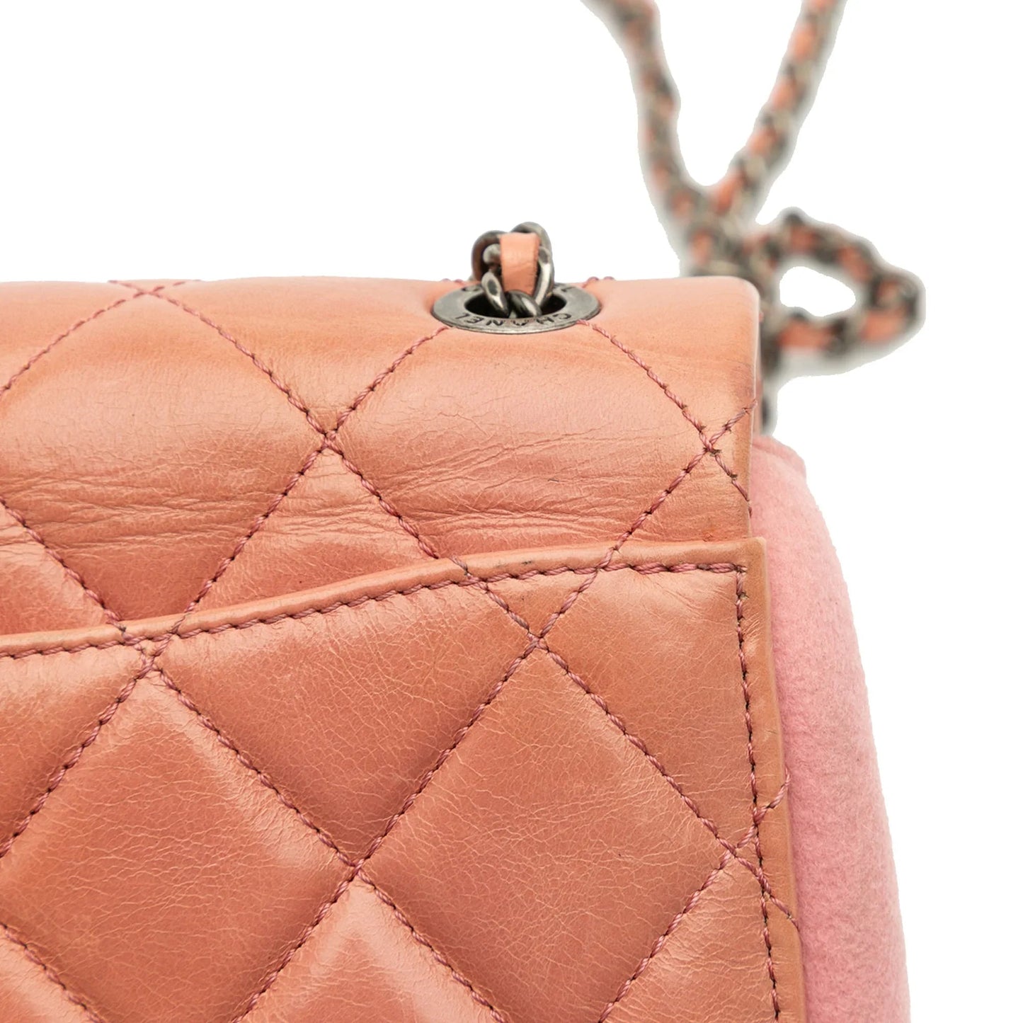 Pink Chanel Paris Salzburg Mini Quilted Glazed Calfskin and Felt Edelweiss Flower Flap Crossbody Bag