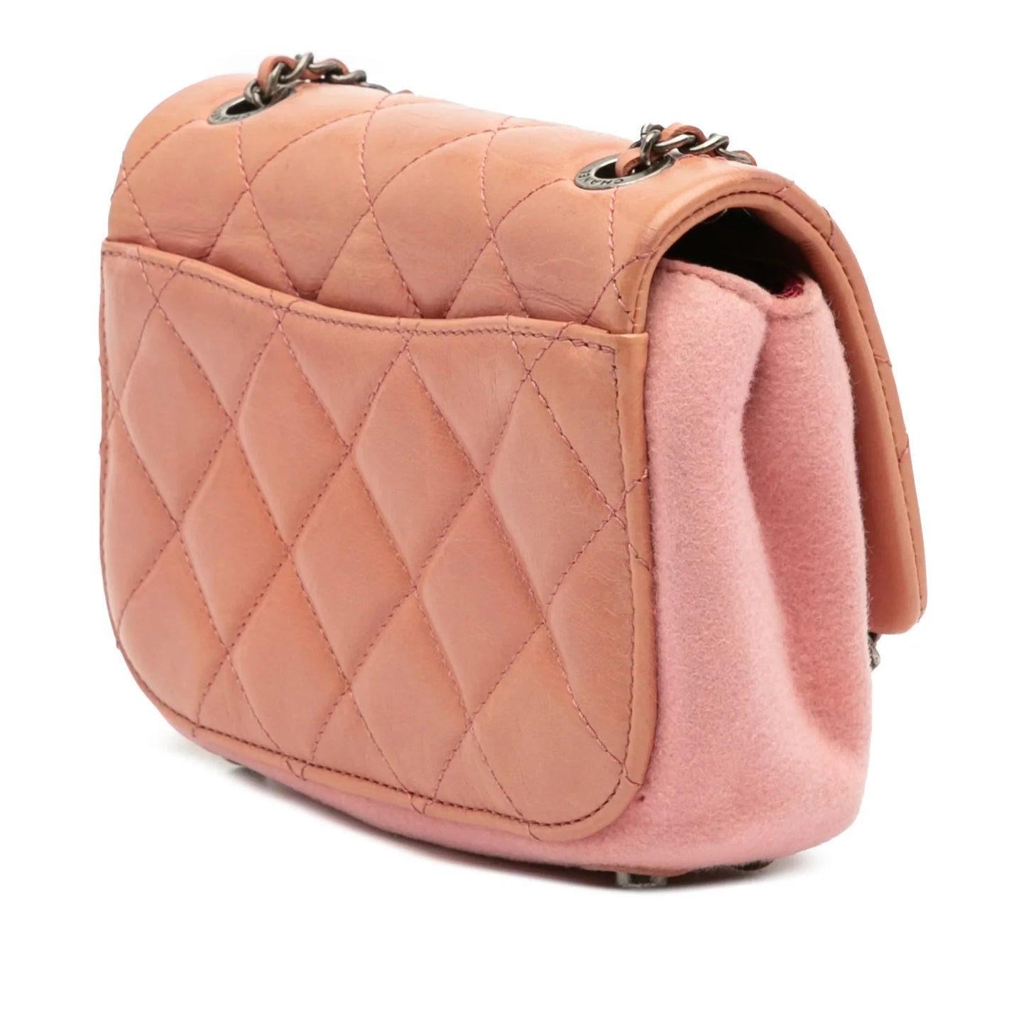 Pink Chanel Paris Salzburg Mini Quilted Glazed Calfskin and Felt Edelweiss Flower Flap Crossbody Bag