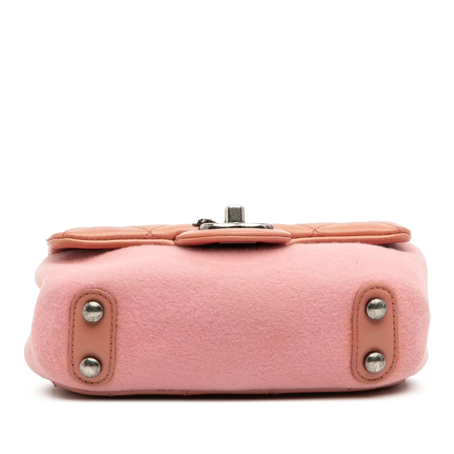 Pink Chanel Paris Salzburg Mini Quilted Glazed Calfskin and Felt Edelweiss Flower Flap Crossbody Bag