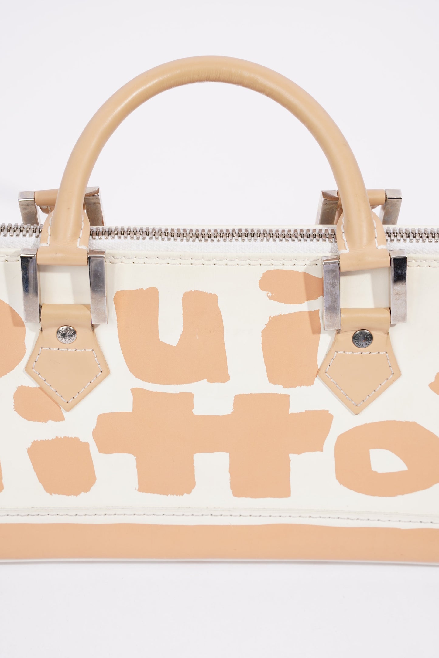 Louis Vuitton Alma Long Stephen Spro  White / Nude Coated Canvas