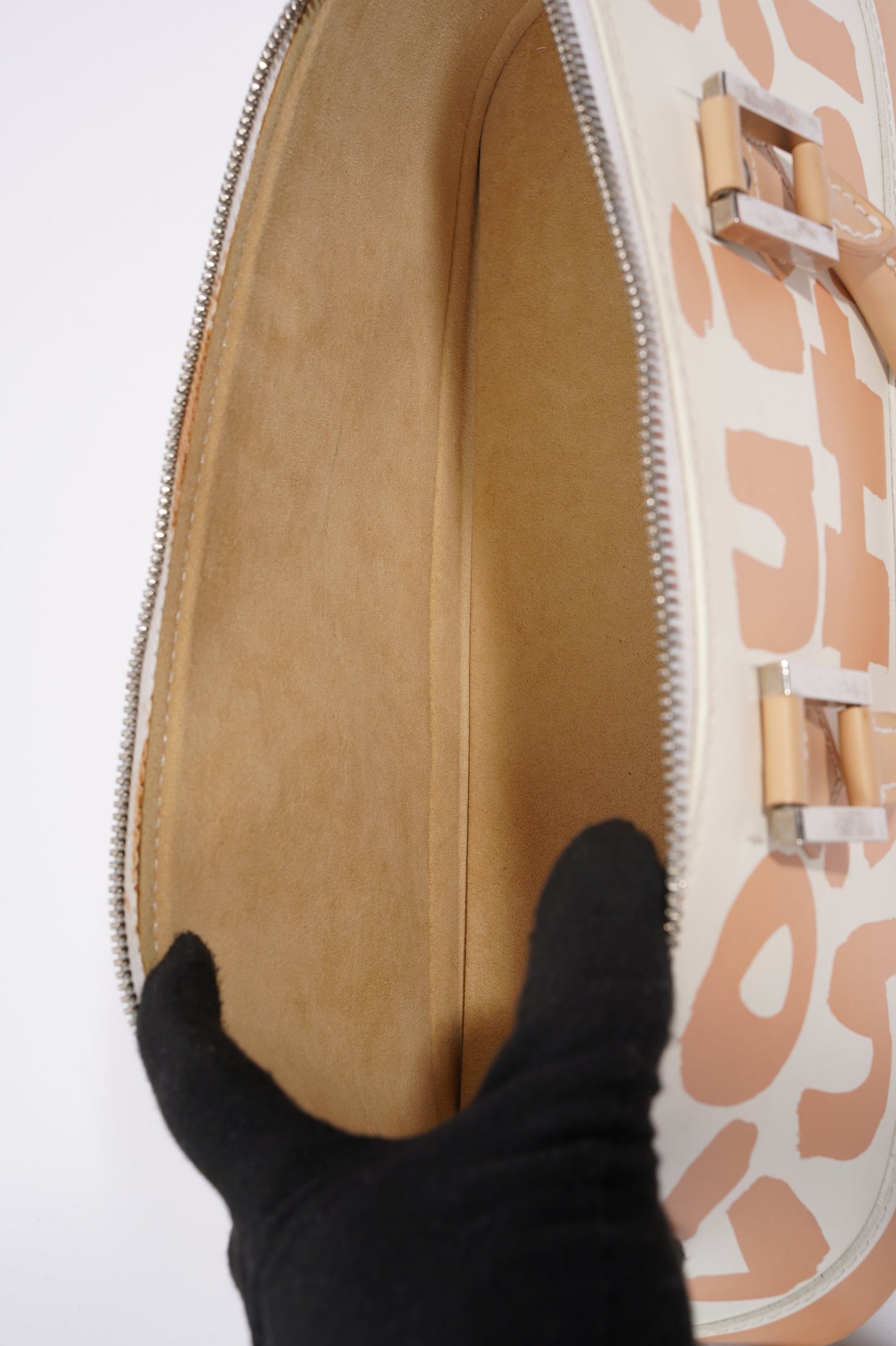 Louis Vuitton Alma Long Stephen Spro  White / Nude Coated Canvas