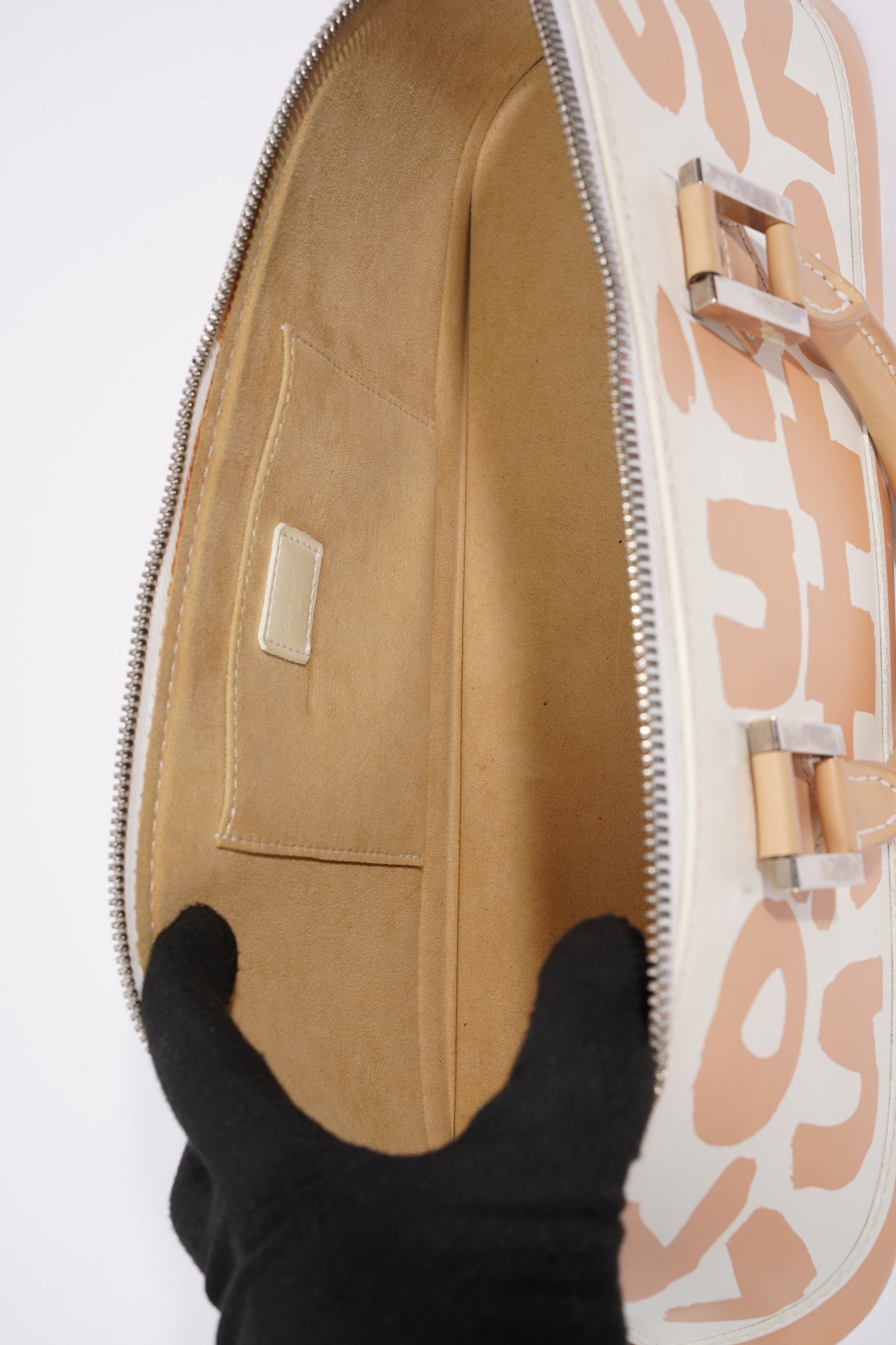 Louis Vuitton Alma Long Stephen Spro  White / Nude Coated Canvas