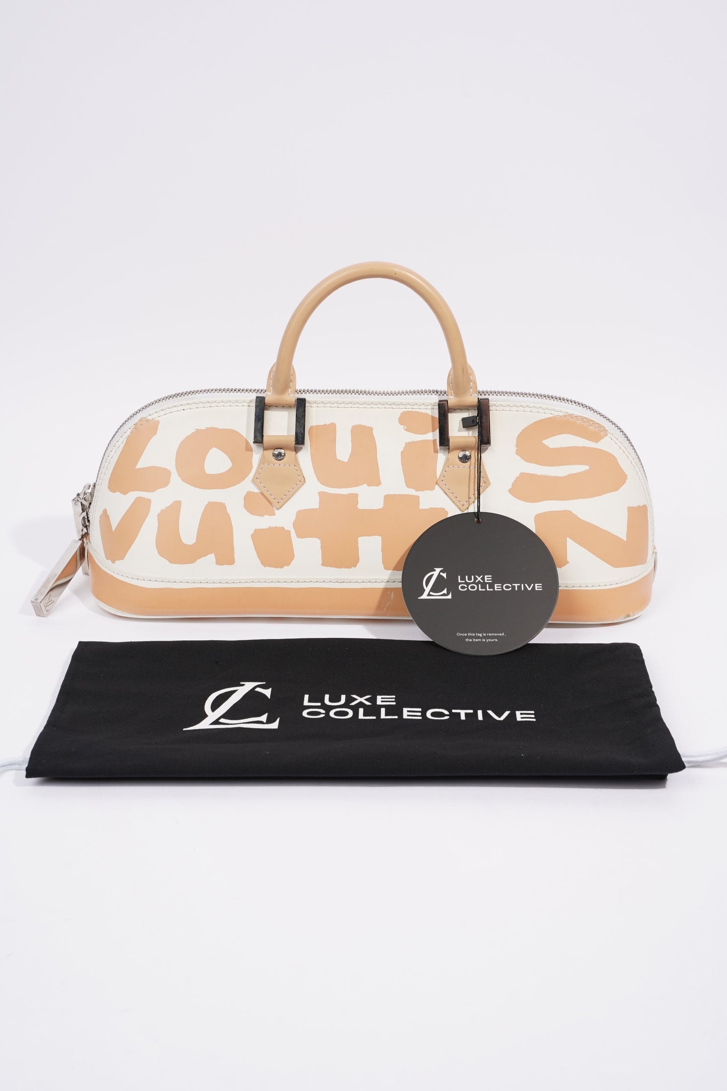 Louis Vuitton Alma Long Stephen Spro  White / Nude Coated Canvas