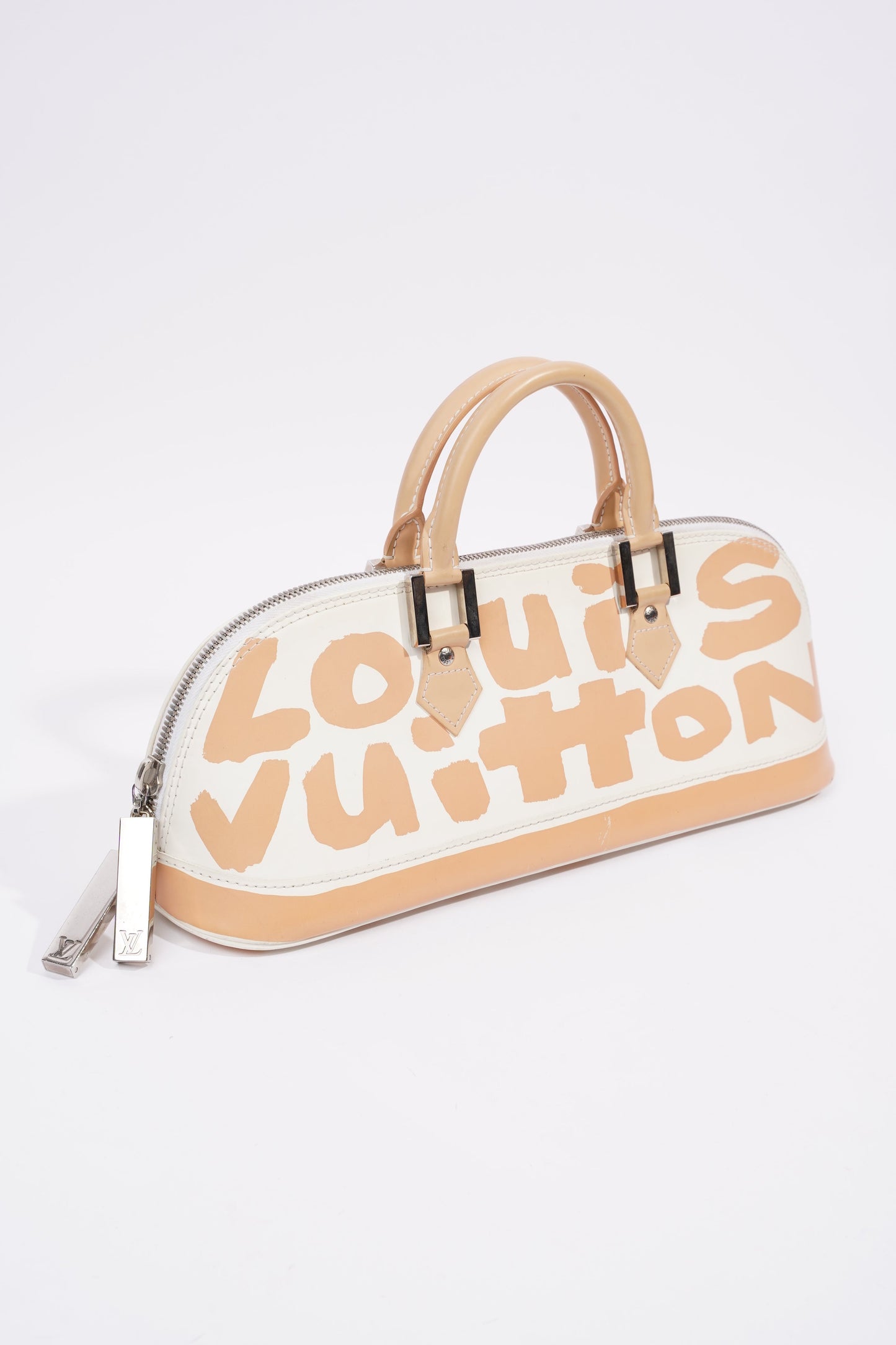Louis Vuitton Alma Long Stephen Spro  White / Nude Coated Canvas