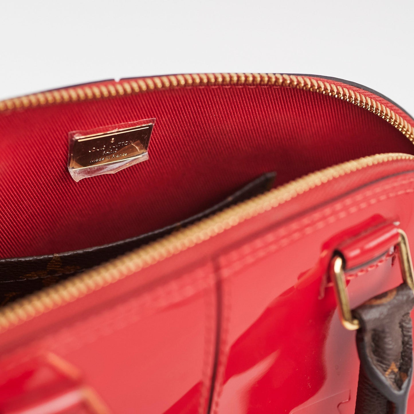 Louis Vuitton Alma BB Vernis Lisse Patent Red