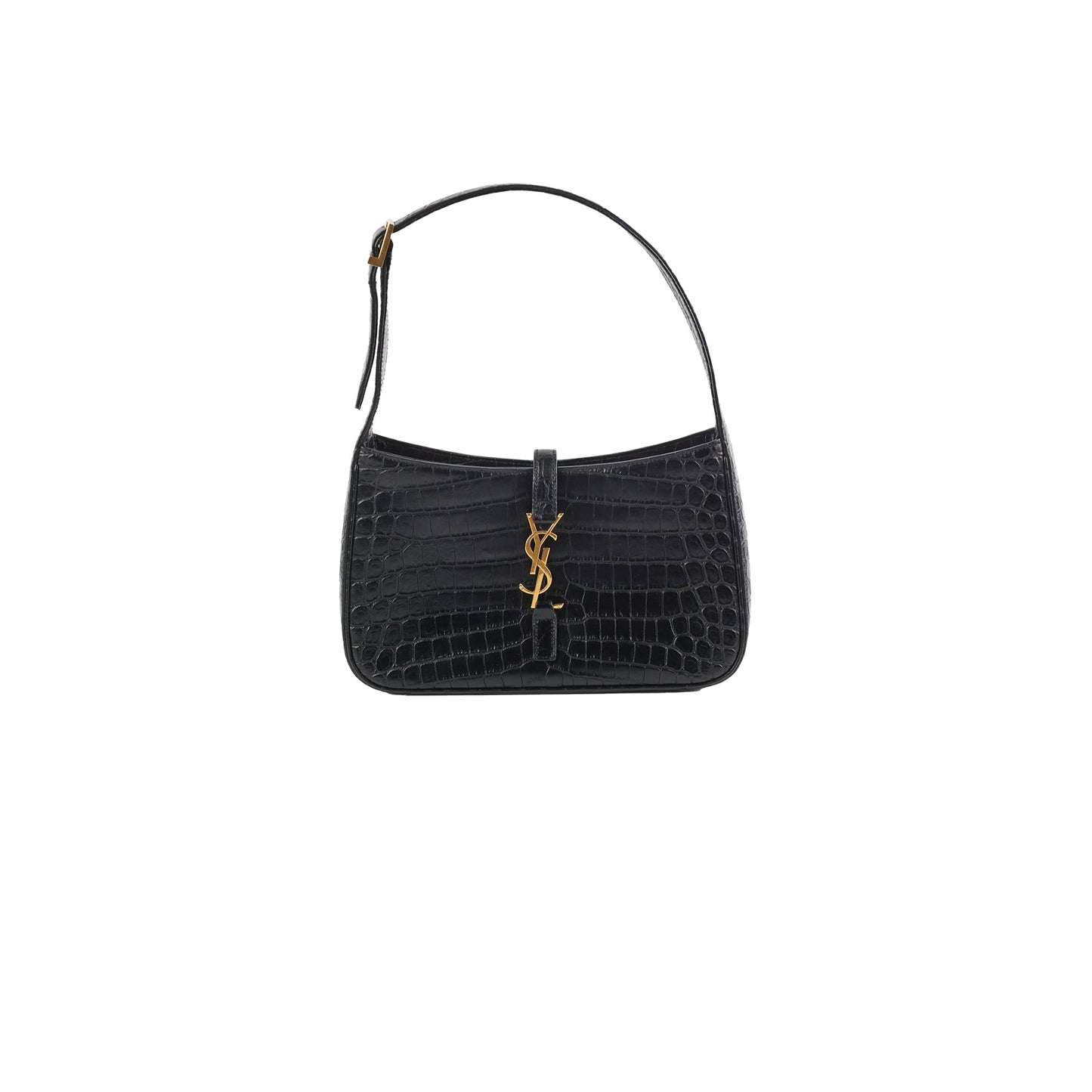 Saint Laurent Le5 a 7 croc Embossed Black