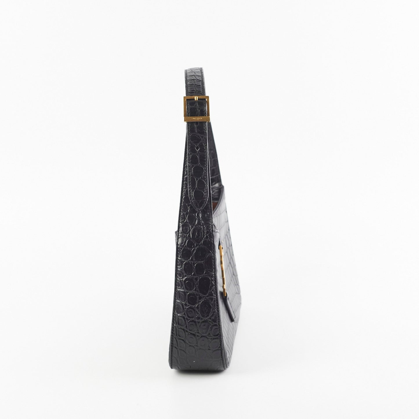 Saint Laurent Le5 a 7 croc Embossed Black