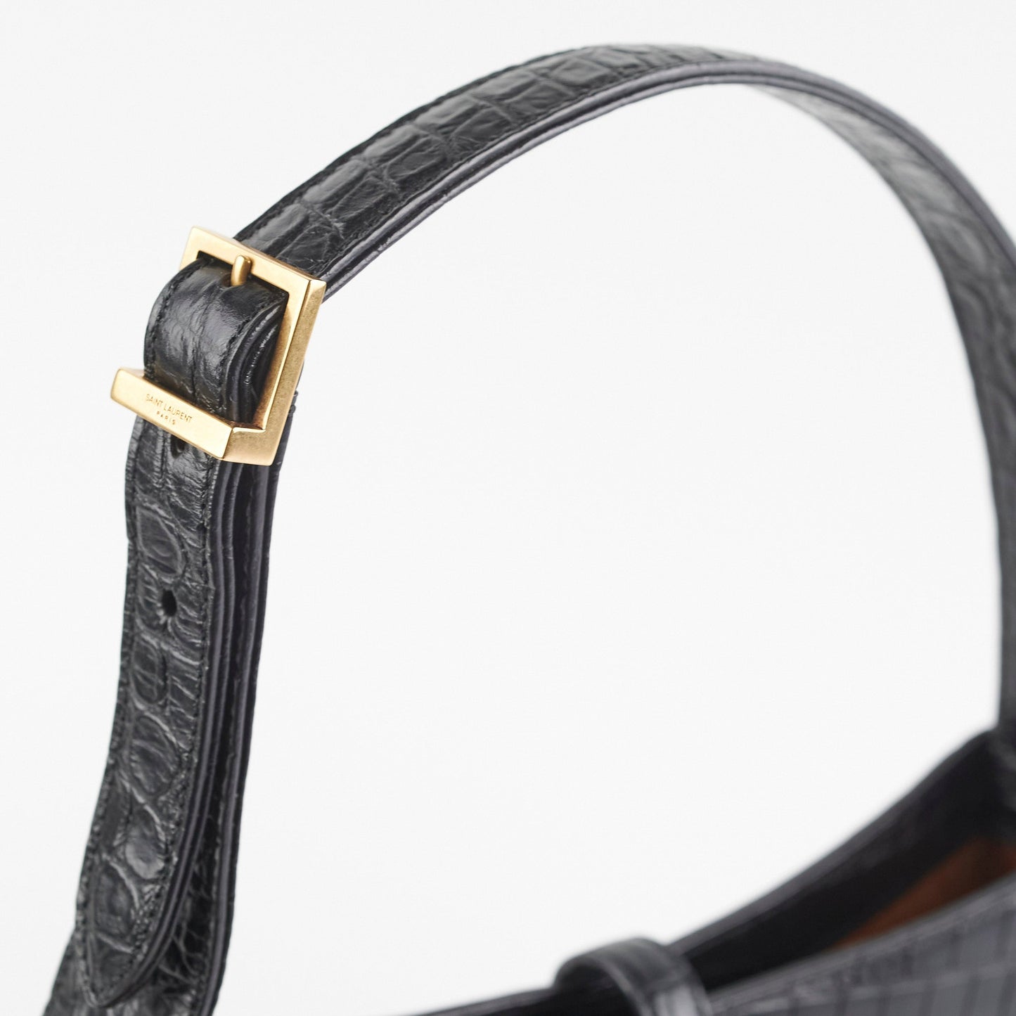 Saint Laurent Le5 a 7 croc Embossed Black