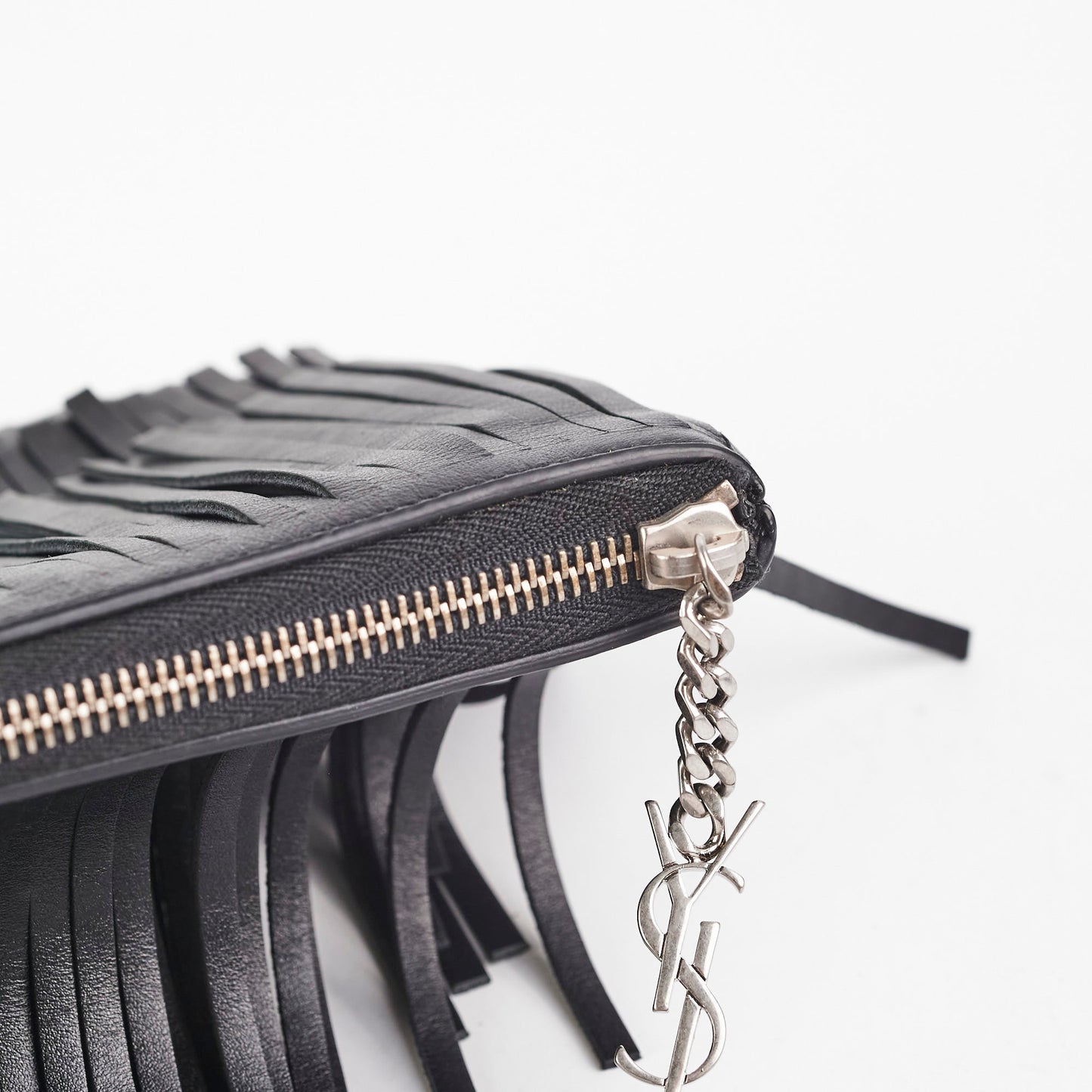 Saint Laurent Joulie Fringe Pouch Black