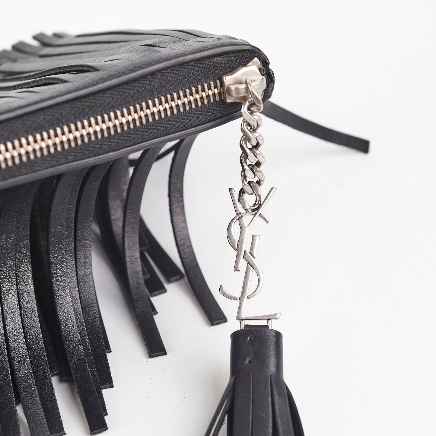 Saint Laurent Joulie Fringe Pouch Black