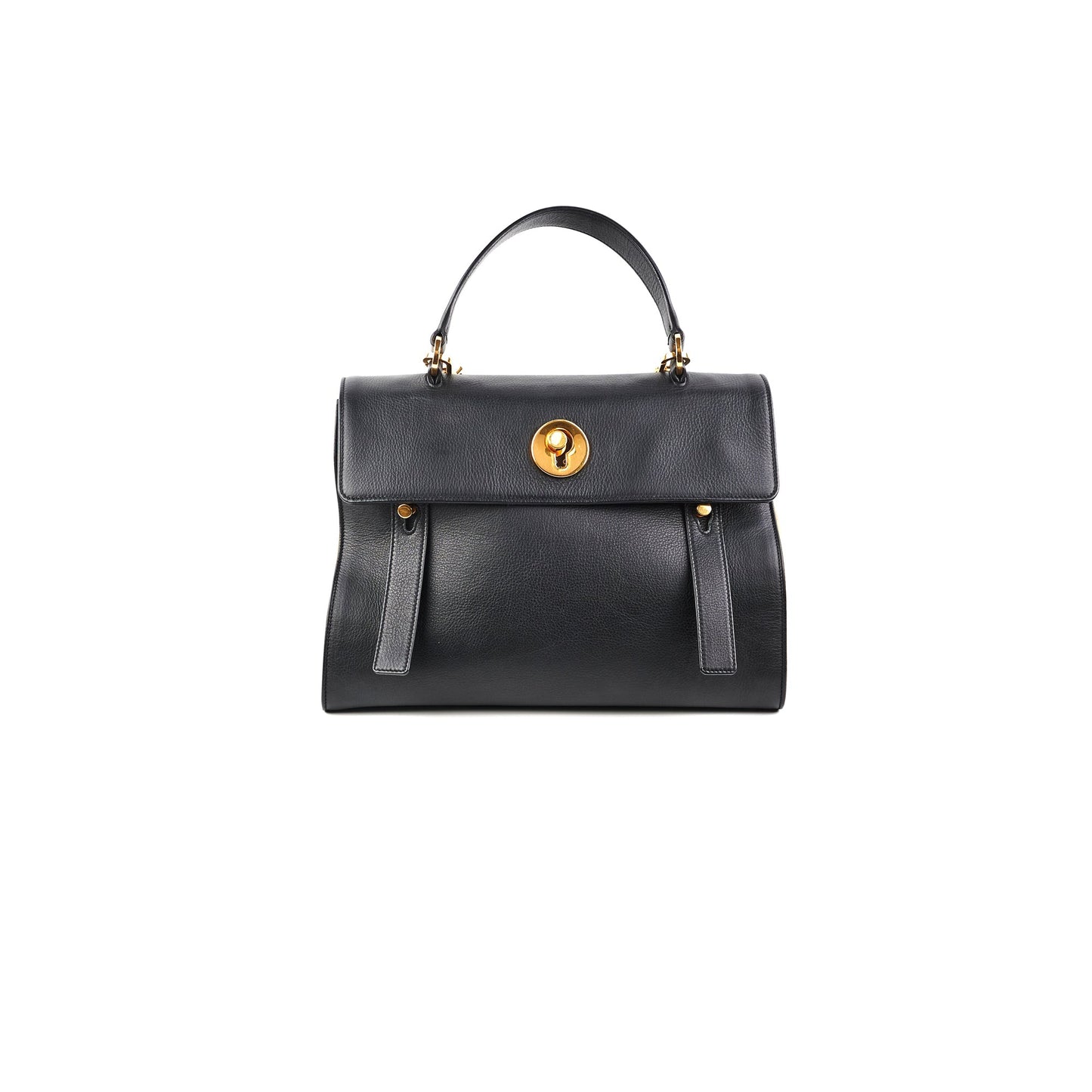Saint Laurent M  Calfskin Black and Beige Shoulder Bag