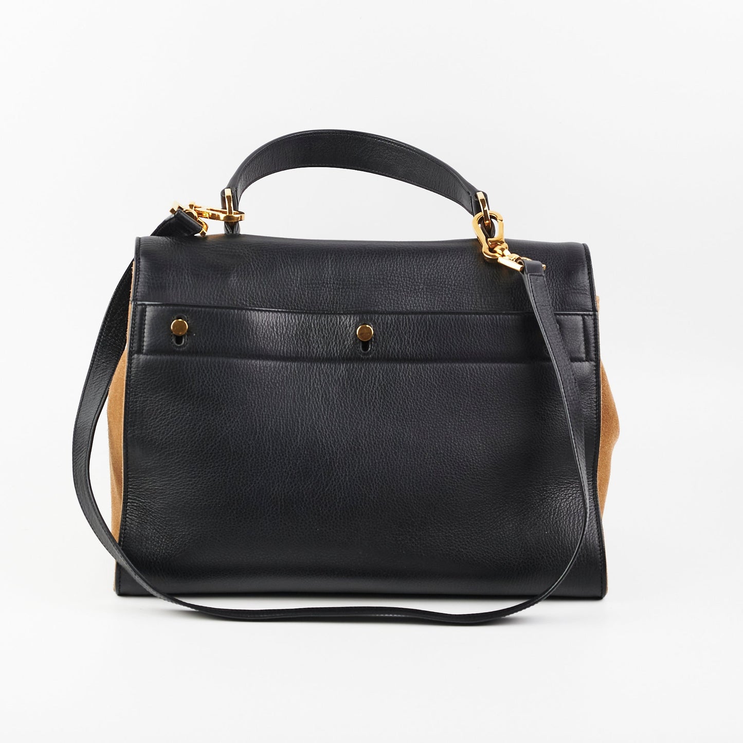 Saint Laurent M  Calfskin Black and Beige Shoulder Bag