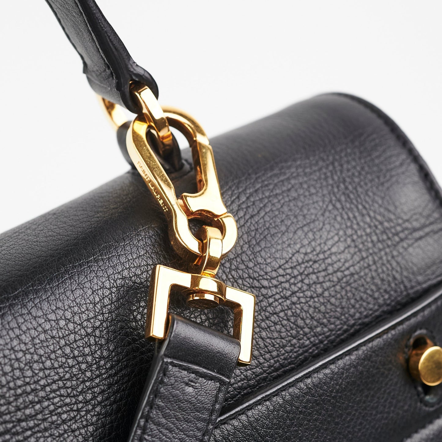 Saint Laurent M  Calfskin Black and Beige Shoulder Bag