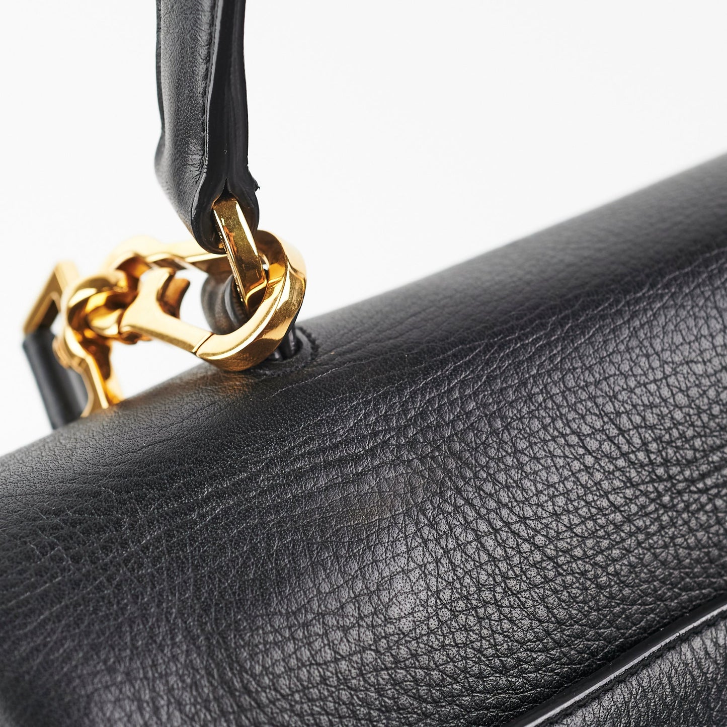 Saint Laurent M  Calfskin Black and Beige Shoulder Bag