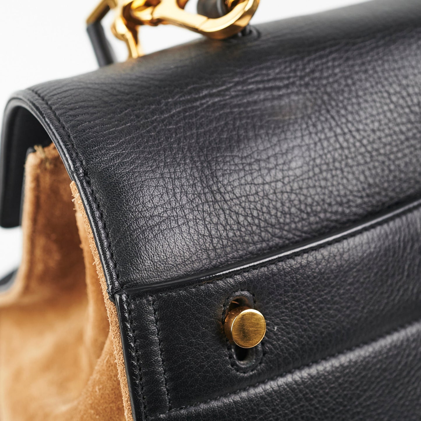 Saint Laurent M  Calfskin Black and Beige Shoulder Bag