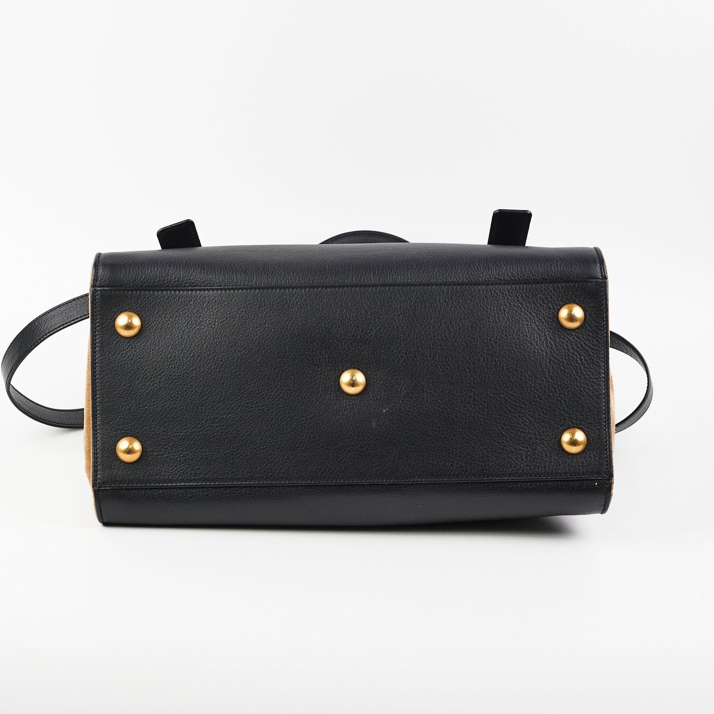 Saint Laurent M  Calfskin Black and Beige Shoulder Bag