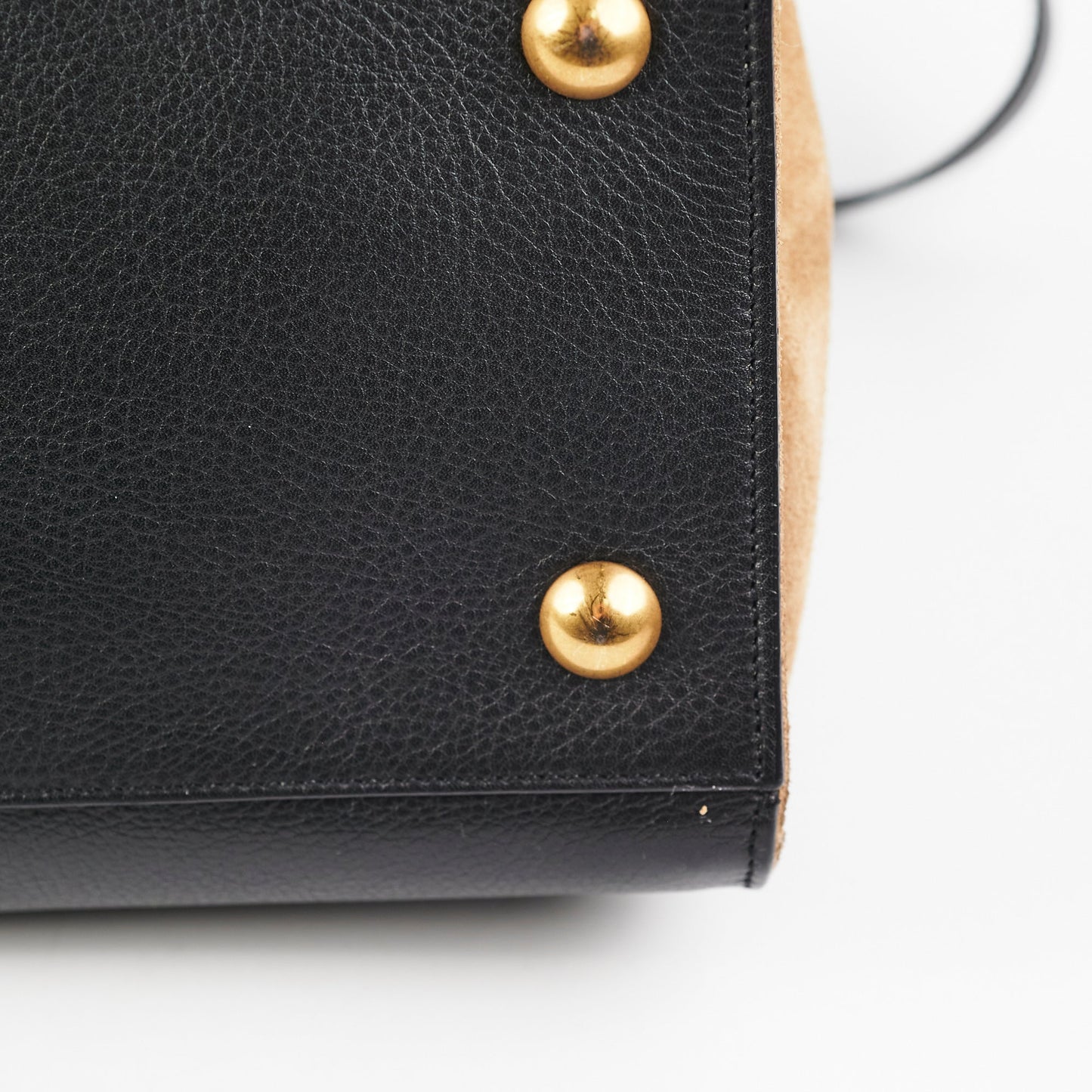 Saint Laurent M  Calfskin Black and Beige Shoulder Bag