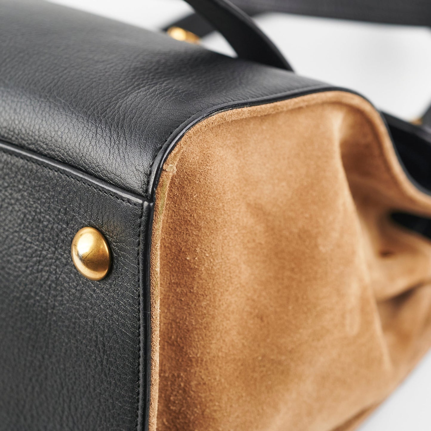 Saint Laurent M  Calfskin Black and Beige Shoulder Bag