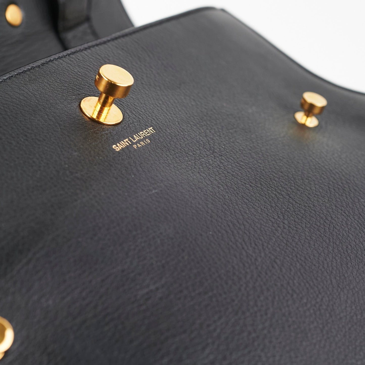Saint Laurent M  Calfskin Black and Beige Shoulder Bag