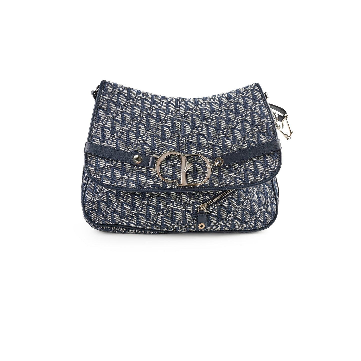 Christian Dior Canvas   Navy Oblique Flap Side Carry 2004