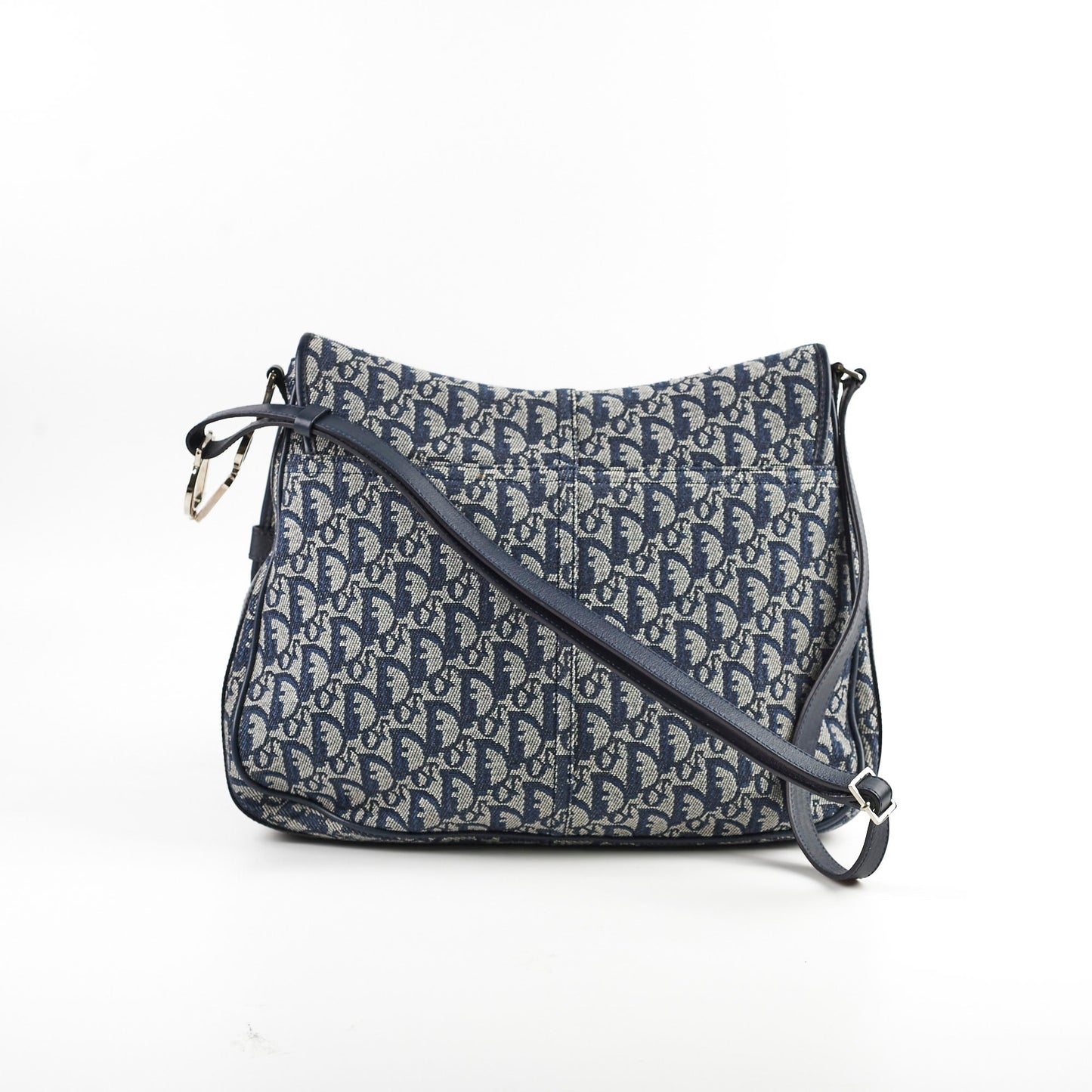 Christian Dior Canvas   Navy Oblique Flap Side Carry 2004