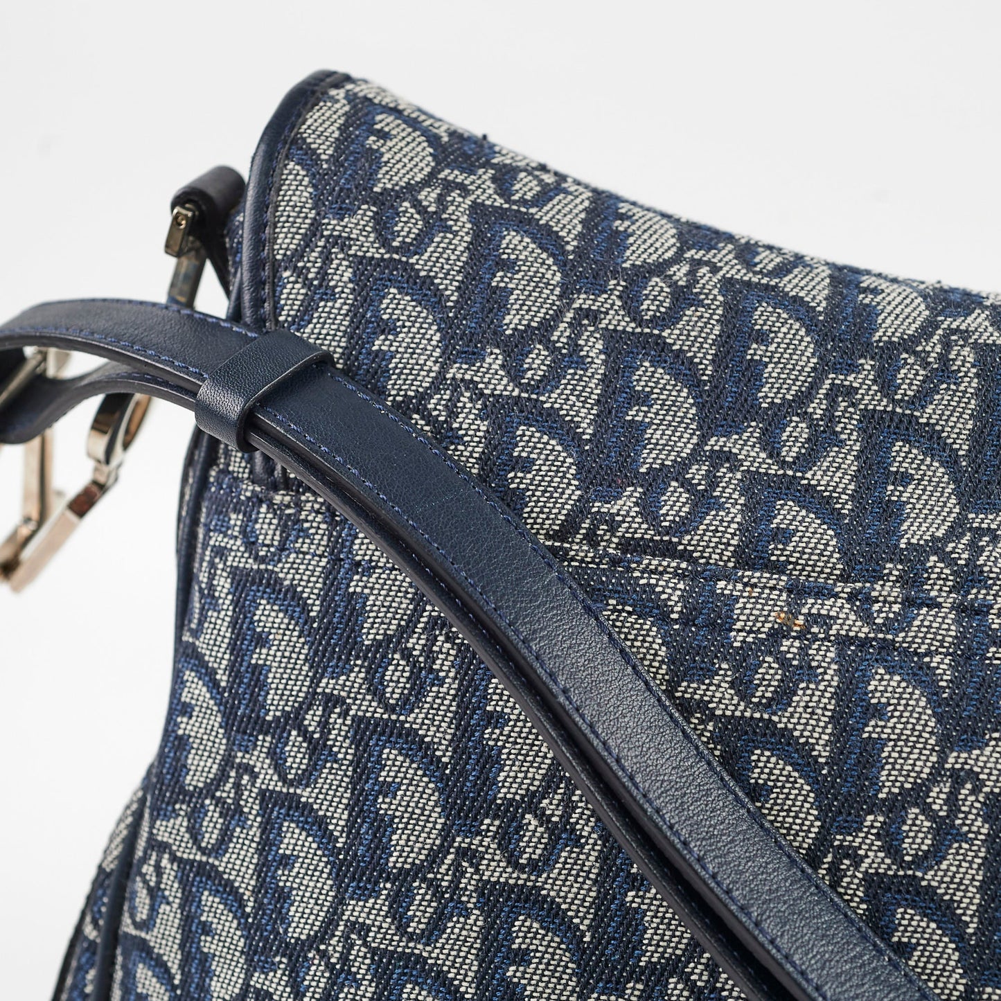 Christian Dior Canvas   Navy Oblique Flap Side Carry 2004