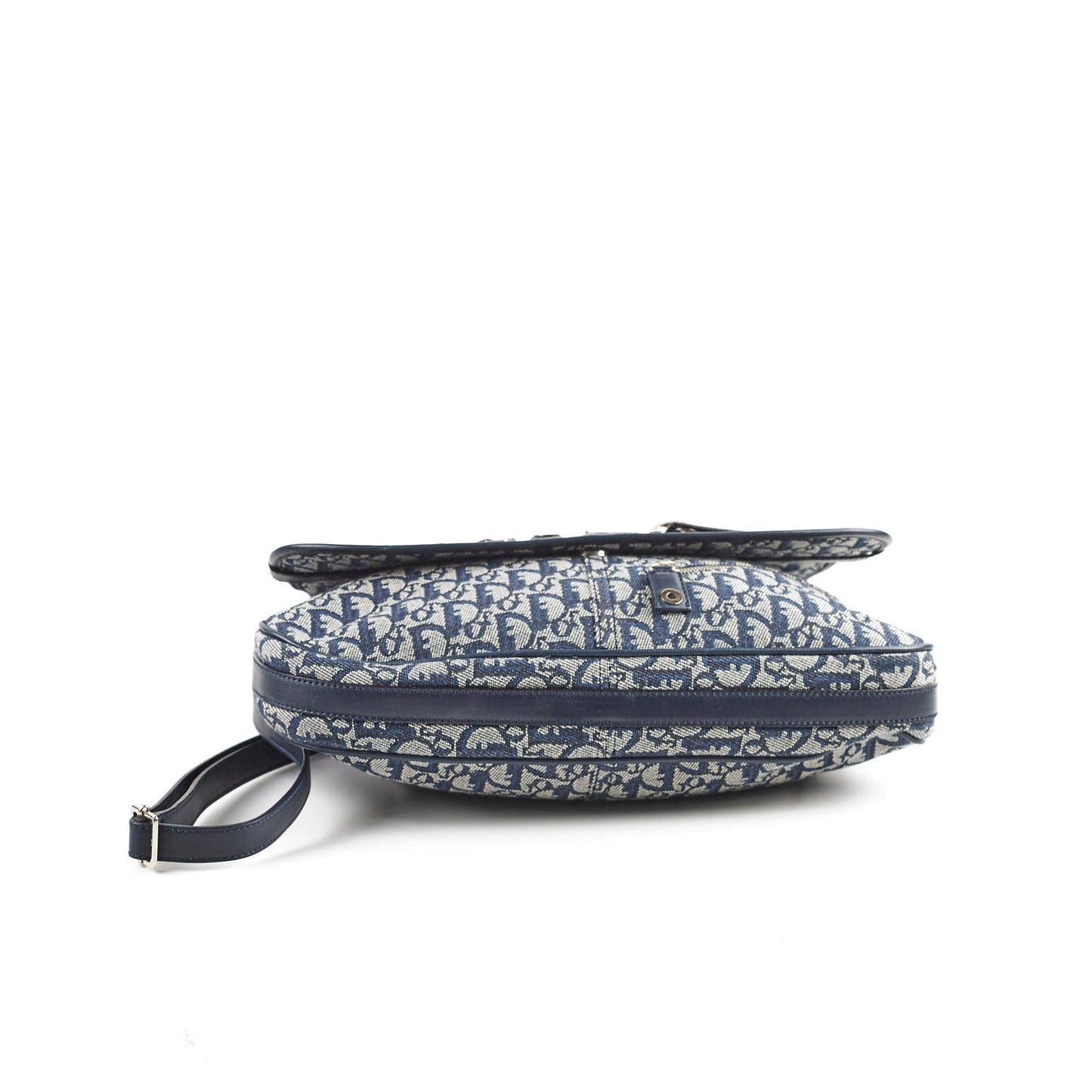 Christian Dior Canvas   Navy Oblique Flap Side Carry 2004
