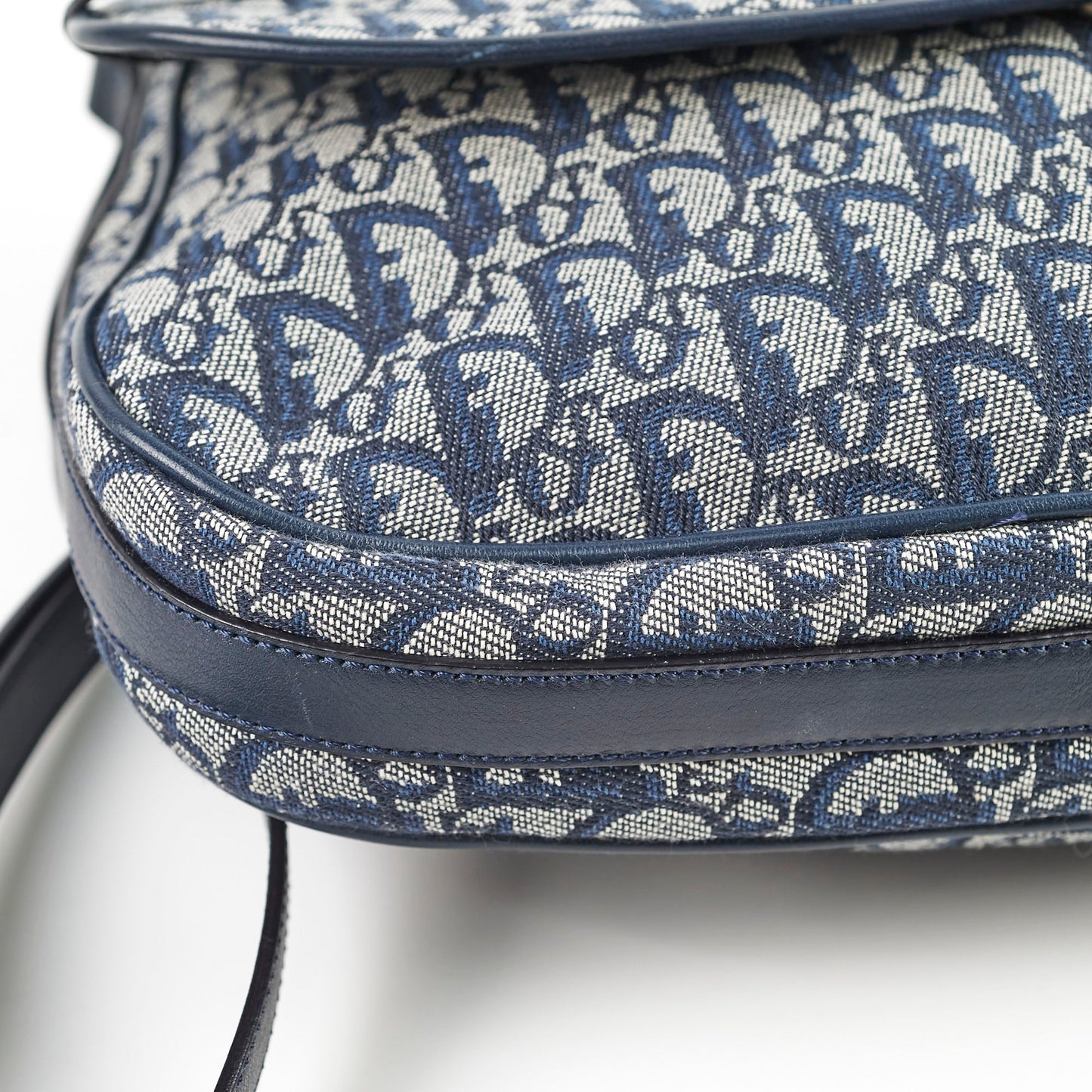Christian Dior Canvas   Navy Oblique Flap Side Carry 2004
