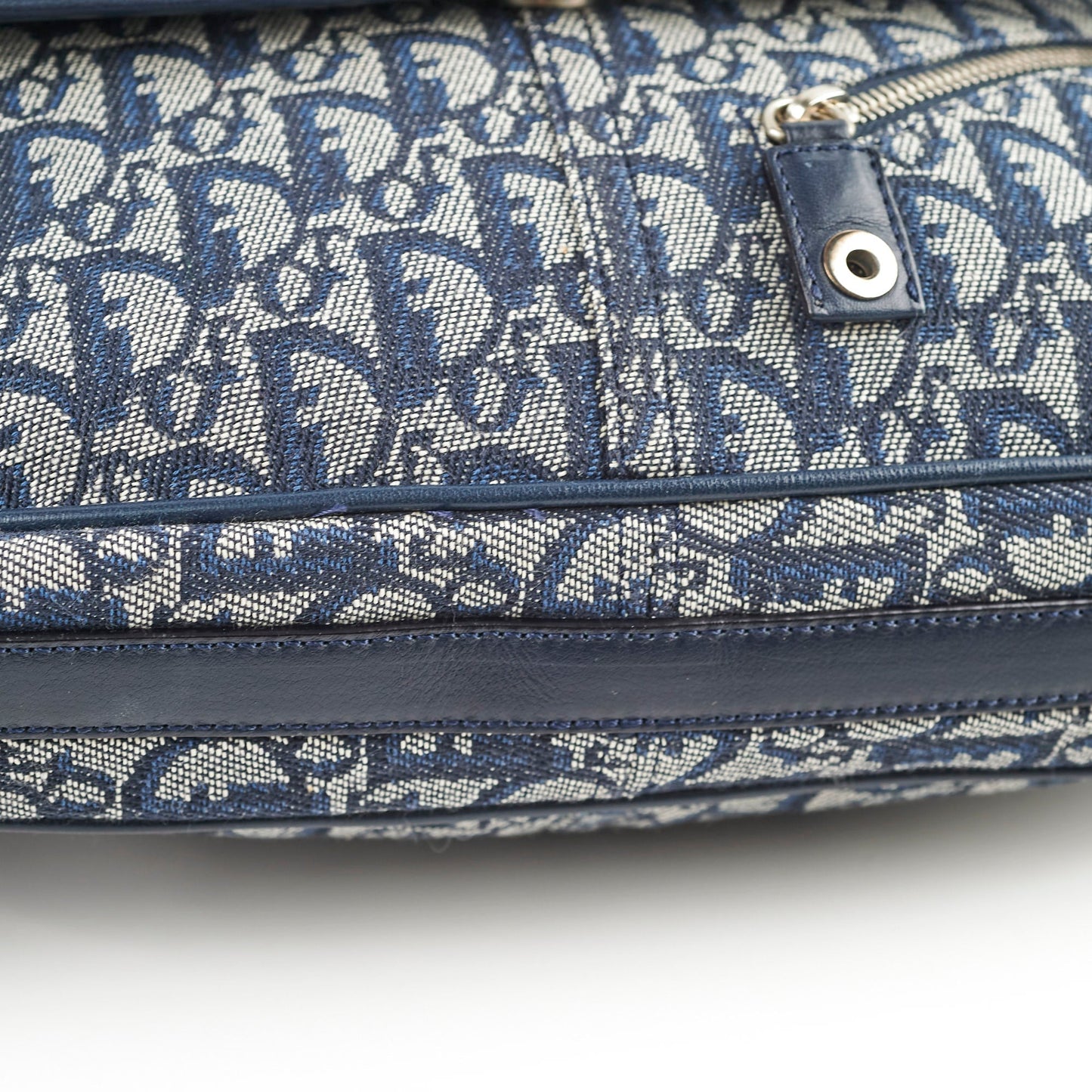 Christian Dior Canvas   Navy Oblique Flap Side Carry 2004