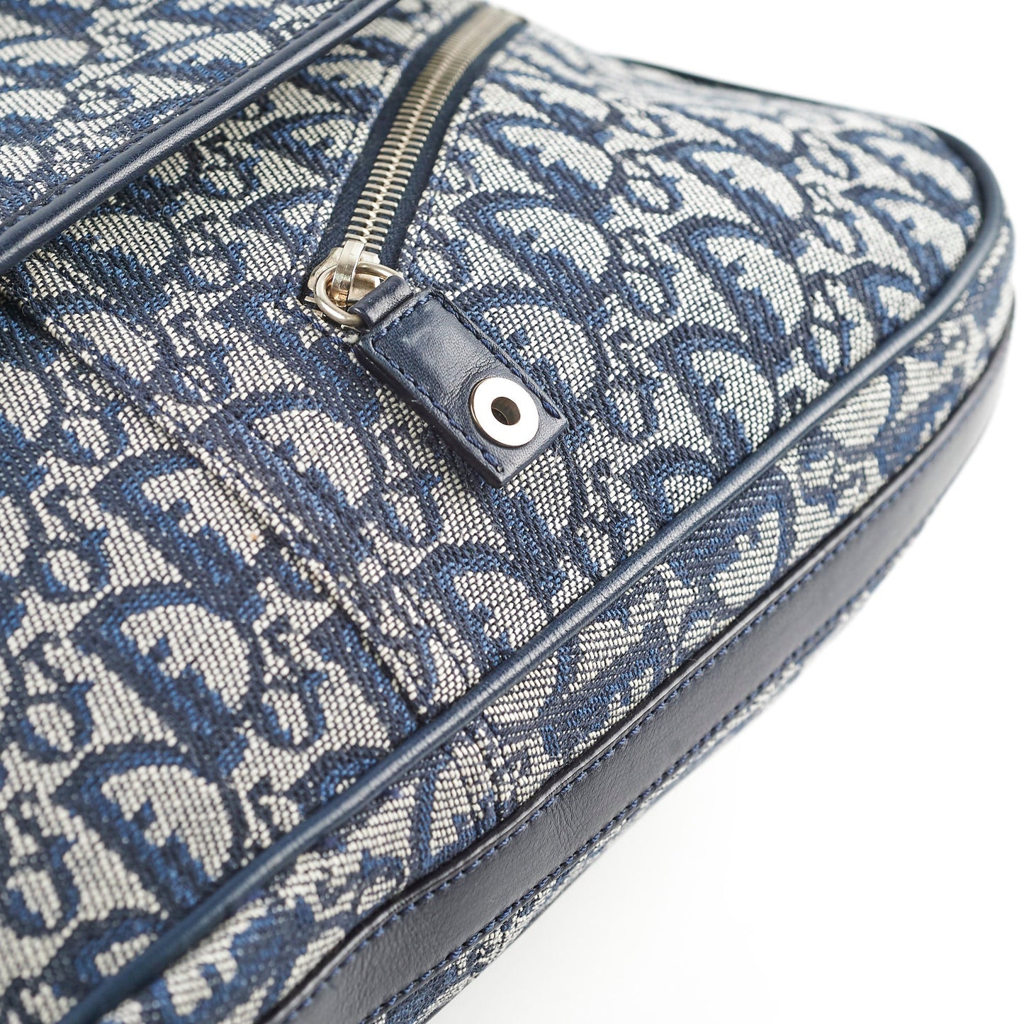 Christian Dior Canvas   Navy Oblique Flap Side Carry 2004