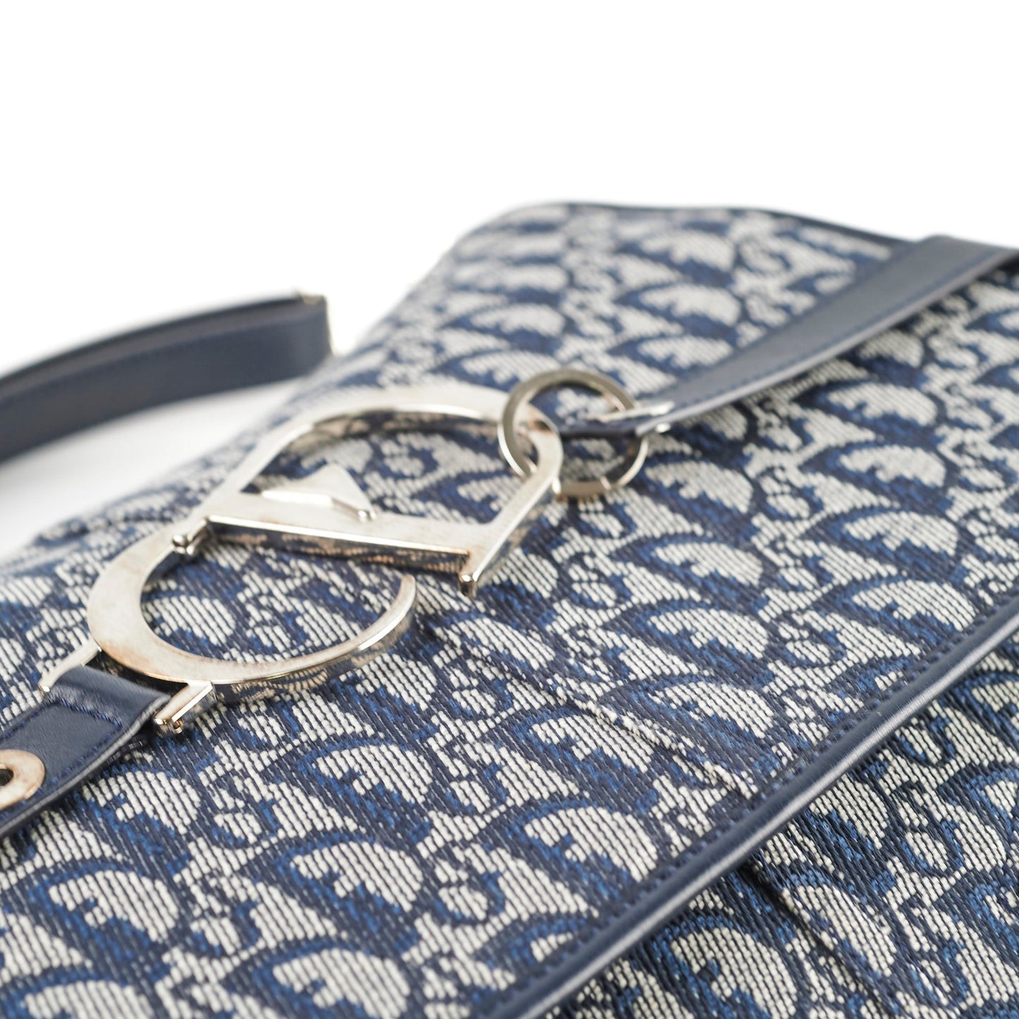 Christian Dior Canvas   Navy Oblique Flap Side Carry 2004