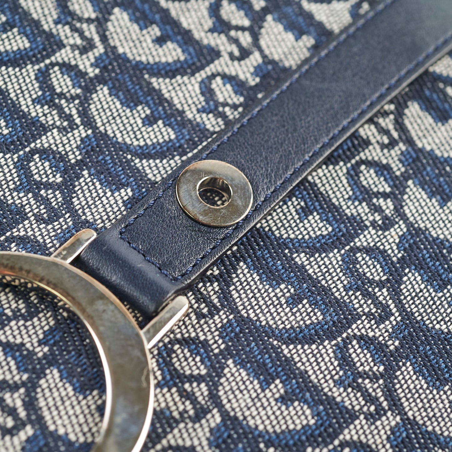 Christian Dior Canvas   Navy Oblique Flap Side Carry 2004