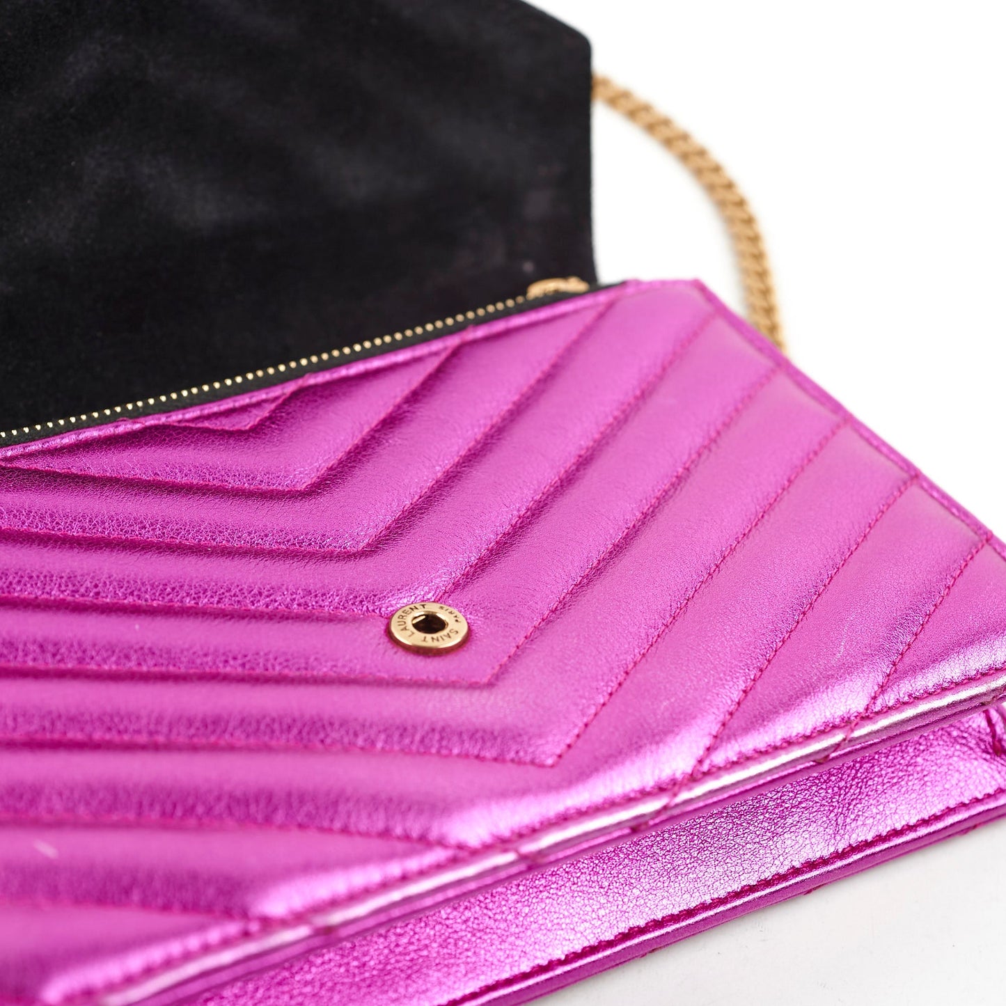 Saint Laurent Envelope Wallet On Chain WOC Metallic Pink