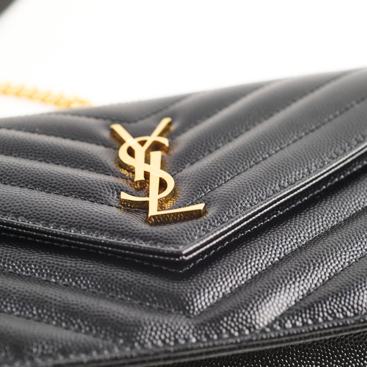 Saint Laurent Cassandre Envelope Wallet on Chain WOC Black