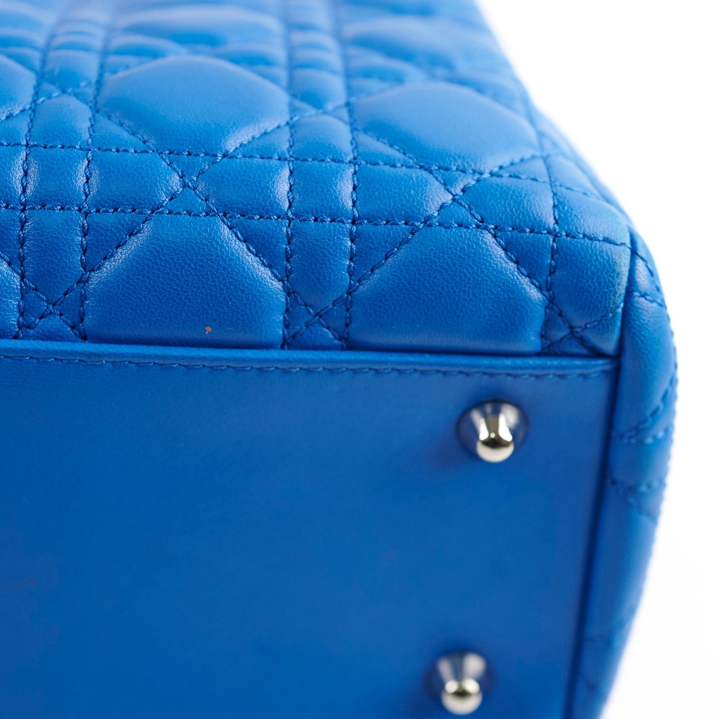 Christina Dior Cannage Leather Shopping Tote Blue