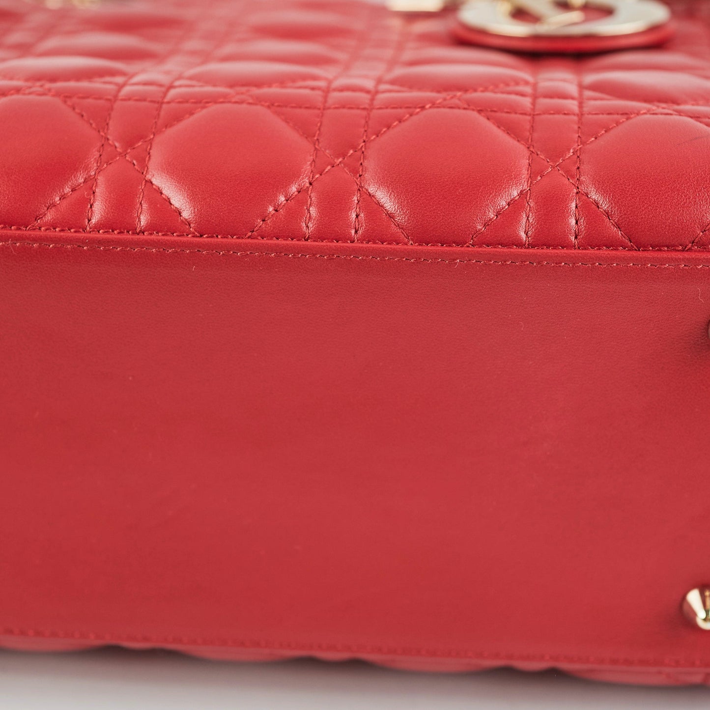 Christian Dior Medium Lady Dior Red Lambskin Bag