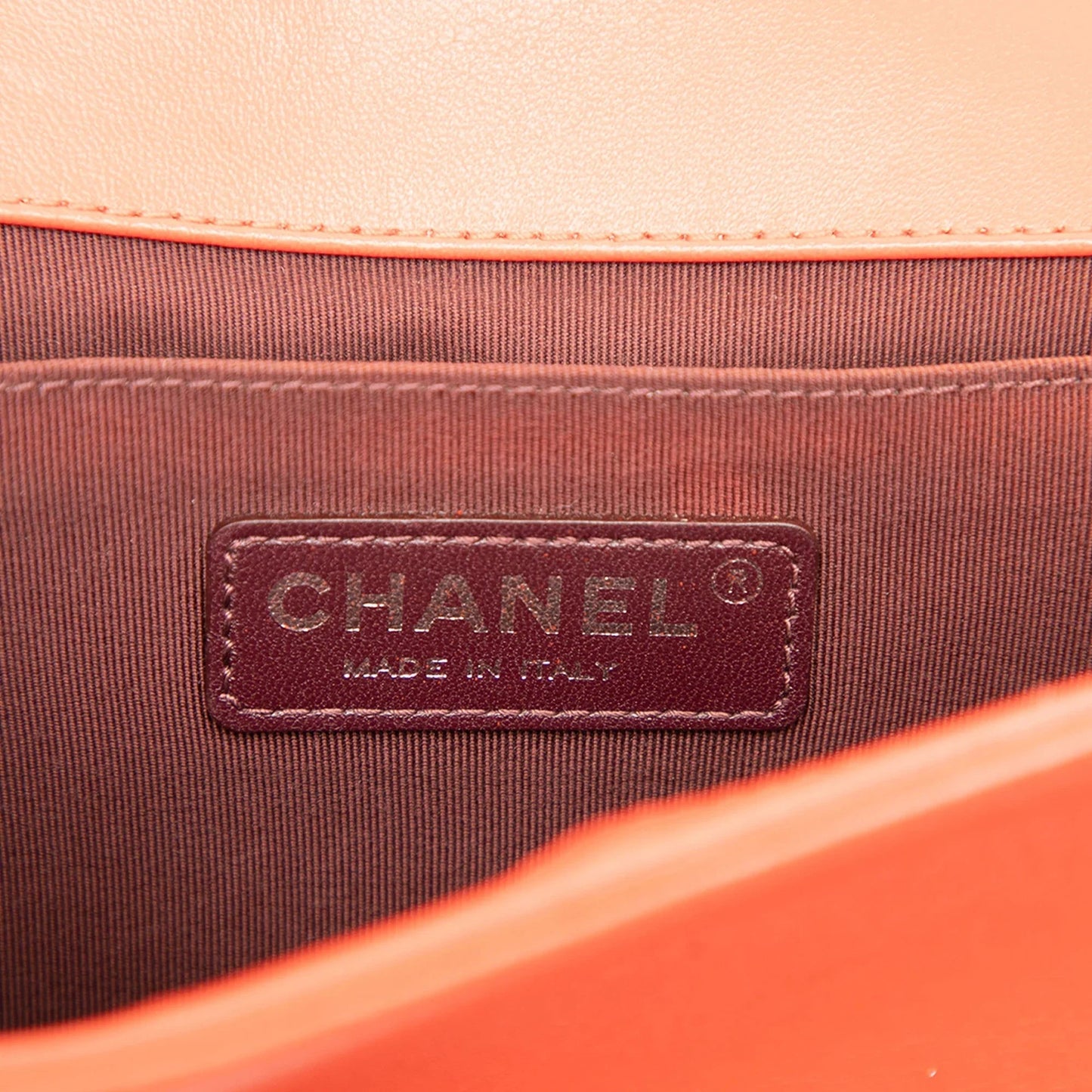 Red Chanel Old Medium Chevron Lambskin Boy Flap Crossbody Bag